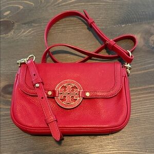 Tory Burch Red Leather Logo Crossbody